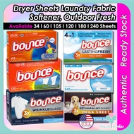 Bounce Dryer Sheet Laundry Fabric Softener Outdoor Fresh Sport Wrinkle Guard Mega Lasting Fresh USA