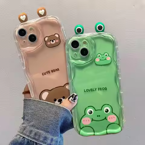 3D Frog Eyes Cat Ears Case Cover For Xiaomi POCO X5 X3 X6 Pro X4 NFC F3 F4 X4 GT M3 M4 Pro MI 11 Lit