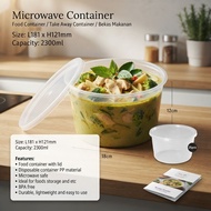 Microwave Food Container 2300ml / Take Away Container / Bekas Makanan (Round)