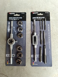 TEKIRO 8 Pcs Hand Tap & Die Set: Alat Ulir Baut M6-M12 Kunci Pas Peralatan Logam Paduan ELLKA