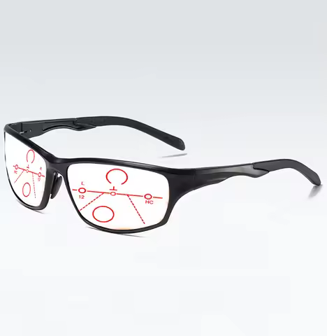 Al-mg Spring Hinge Sports Full-rim Progressive Multifocal Reading Glasses +0.75 +1 +1.25 +1.5 +1.75 