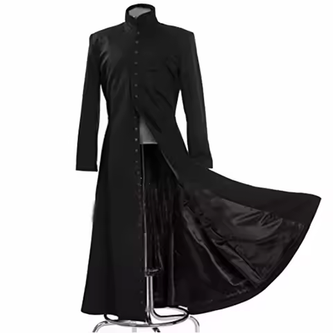 2025 The Matrix Cosplay Customised Black Cosplay Costume Neo Trench Coat Only Coat womens mens girls
