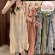 g2ydl2 With Chest Pad Sling Nightdress Female Student Dormitory Sleeveless 2023 Fashion Loose Homewear With Chest Pad Sling Nightdress Female Student Dormitory Sleeveless 2023 Fashion Loose Homewear jing8.sg