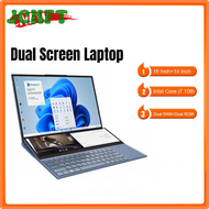 JCNFT Dual Screen Laptop 16.1 Inch + 14.1 Inch Touch Screen Core i7 10750H Processor Gaming Laptop D