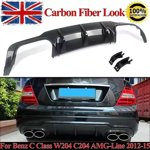 W204 AMG Rear Bumper Diffuser Lip for Mercedes Benz C Class W204 C204 Carbon Look C63 Coupe Rear Spl
