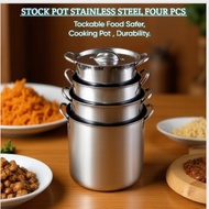 New 4pcs Stainless Steel Cooking Pot with Handle 23cm, 25cm, 27cm, 29cm sizes Stackable Pot
