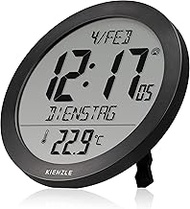 Kienzle Radio Wall Clock Table Clock with Temperature Display 18.7 cm Display DCF Time Date 2 Alarm