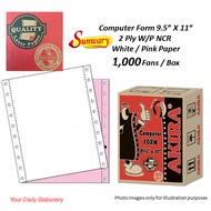 Computer Form Akira 2ply NCR Color - White/Pink (1,000 Fans / Box) - 9.5" X 11" , 2 Ply NCR W/P