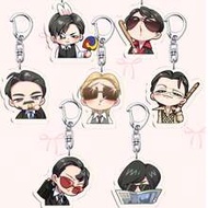 1pc/7pcs ARIRANG 2.0 MV Acrylic Keychain, Cute Black Style Suit And Fashion Glasses Pendant, Theme C