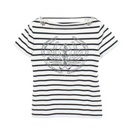 【มือสอง】 หลุยส์ วิตตอง LOUIS VUITTON เสื้อยืดแขนสั้น ลายทาง พร้อมโซ่สมอ รุ่น RW242WW KFK FRTS20 ผ้าค