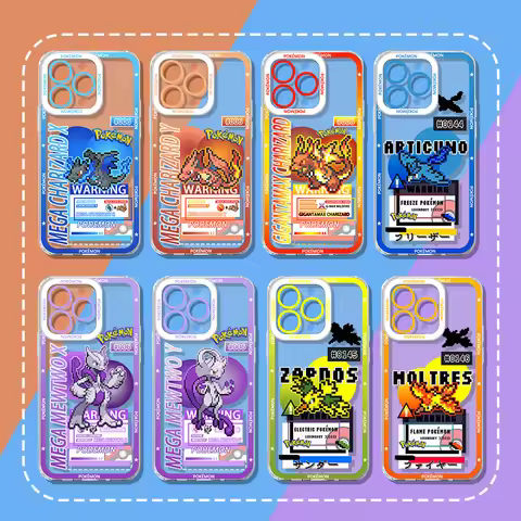 P-Pokemon Case for ZAPDOS ARTICUNO MOLTRES CHARIZARD MEWTWO iPhone 17 16 15 14 Pro Max Air 17E 13 12