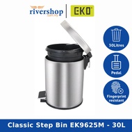 EKO Classic Step Bin EK9625M - 30L Stainless Steel Dustbin Rubbish Bin Trash Can Kitchen Bin Tong Sa