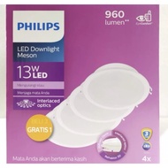 PUTIH Downlight Philips LED Meson 13 Watt Package 3 Free 1 White 6500K/yellow 3000K