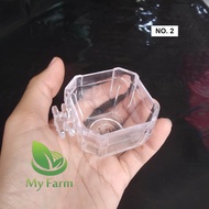 Cepuk Tempat Pakan / Wadah Makan Minum Burung Segi 4 &Segi 8 Elite Song Mika Akrilik Clear No 1 2 3 