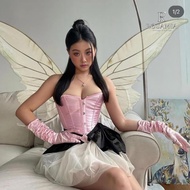 ROSAMIA - Corset Trơn Hồng Pinky (Có sẵn) Corset Latex định hình eo chuẩn form dáng Mix đồ siêu đẹp