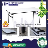 KM Furniture 3V Folding Table 2' X 4' Heavy Duty Foldable Wood Top Banquet Table BQ8241/ Meja Lipat/