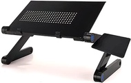 WZHZJ Cooling Fan Laptop Desk Portable Adjustable Foldable Computer Desks Notebook Holder Tv Bed Table Stand with Mouse Pad (Color : D)