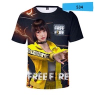 KKFashion FREE FIRE Summer Men Fashion T-shirt Short Sleeve Game Characters Print Shirt Casual Top S~5XL