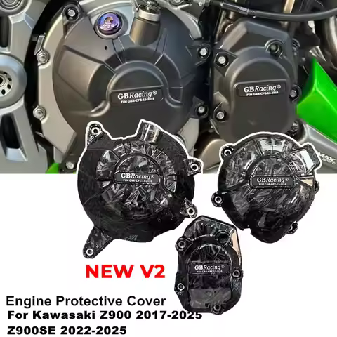 New V2 protector de motor de moto GBRacing Engine Cover Set for Kawasaki Z900 (2017-2025) - Clutch &