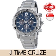 [Time Cruze] Seiko SSC221 Solar Chronograph 100M Stainless Steel Blue Dial Men Watch SSC221P1 SSC221P