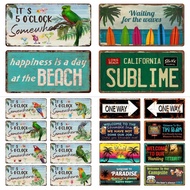 Vintage Beach Life Plates, 6x12inchs SUBLIME Wall Decor, Retro 5 O'clock Parrot, Tiki Bar , Shed Sig