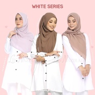 White Casual Blouse Putih Muslimah Labuh White Long Blouse Kemeja Wanita Labuh Murah Formal Office W