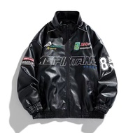 GTY F1 Racing Leather Jacket For Men Embroidery Retro Motorcycle Varsity Unisex Jacket