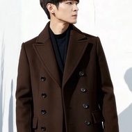 Woolen Coat Men's Long Coat Over-the-Knee Thick Coat Double-Breasted Cashmere Coat Windbreaker Men's