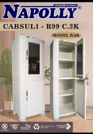 LEMARI PLASTIK NAPOLLY 1 PINTU CABINET SULTAN FULL RAK