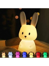 Led可愛兔燈軟矽膠兔夜燈帶usb接口彩色觸控感應led夜燈,適用於嬰兒房,兒童房,幼兒園,女孩,男孩,孩子,可愛的房間裝飾,禮物