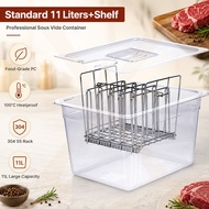 Sous Vide Container 11L With Lid And Stainless Steel Rack For Anova Immersion Circulators Food Grade