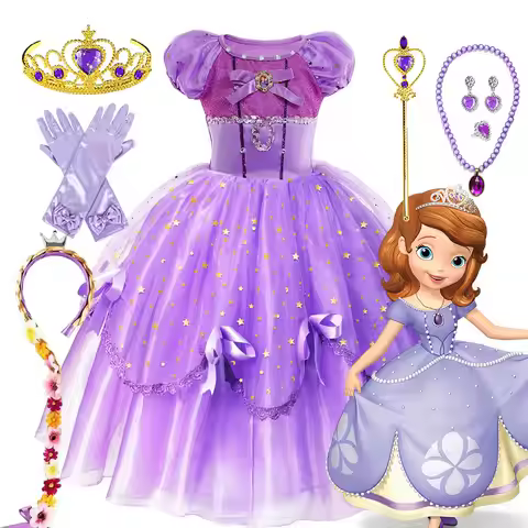 Little Girl Sofia the First Princess Ball Gown Role Play Delicate Carnival Costume Disney's Junior C