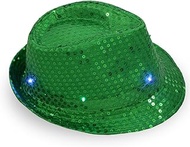 Mardi Gras LED Light Up Sequin Fedora Hats for Men & Women Carnival Party Hat Supplies