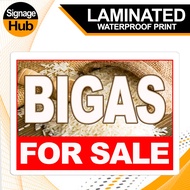 BIGAS FOR SALE | Laminated or Tarpaulin Signage | A4 ( 8" X 11" inches ) | Waterproof Print