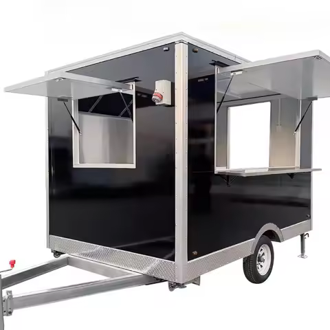 Fully Equipped Coffee Food Cart Trailer Mobile Espresso Truck Commercial Street Vending Cart Outdoor