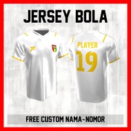 PUTIH Mitra Kukar Tenggarong Club White Football Jersey Shoulder Stripe Custom Name and Back Number 