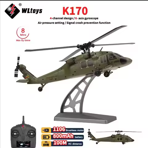 WLtoys K170 RC Helicopter with Gyro UH-60L 4CH Remote Control brushless Helicopters with LED Light A