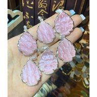 9-tailed Fox Princess pendant with Chinese shape and feng shui stones wrapped in silver