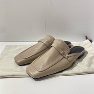 99新Hermes愛馬仕 大象灰H銀扣穆勒半拖鞋37碼