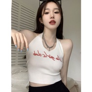 Special Offer Hot Girl Halter Neck V-Neck Knitted White Camisole Women Summer Halter Sexy Slim-fit Inner Outer Top