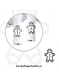 Rockbear貼紙適用於airpods Pro第二代,黑白卡通貼紙外殼和耳塞保護套,青少年,女性和男性定制禮物,包括清潔套件