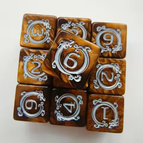 10pcs/set Dragon Print Number Dice Set Digital D6 Dice Kit for DND COC TRPG RPG Table Board Game Ent