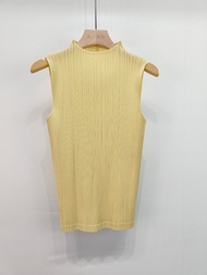 7658 One Size (45-75kg) Pleated Summer Mint Green Sleeveless Half Turtleneck Vest Basic Style Slim F