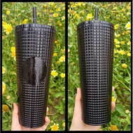 ins style Starbucks Tumbler water bottle Reusable Straw Cup Frosted Durian Series Diamond Studded Cup Silver Plaid Grid Pattern ULIFE