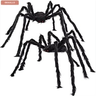 OKHALLO Decoration Large Black Spiders, Plush Simulation Halloween Giant Realistic Spider,  Soft Tri