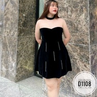 [Real photo] Big size velvet dress, bustier dress from 60kg-90kg