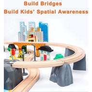 54/82/95pcs Wooden Train Toy Set Magnetic Connection Cars Wood Railroad Track Play Set Compatible wi