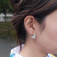 Aiyana 繁花系列 天然海藍寶 貝殼花 玻璃花 耳環 - 耳針/耳夾