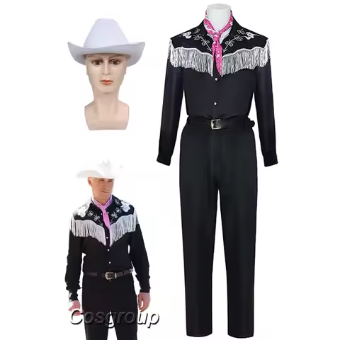 Ken Cosplay Fantasia 2023 Movie Barbei Disguise Costume Cowboy Hat Adult Men Fantasy Outfit Male Hal