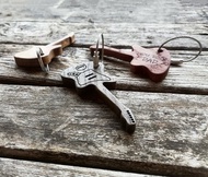 個性化木吉他鑰匙扣，定制雕刻鑰匙扣，電吉他